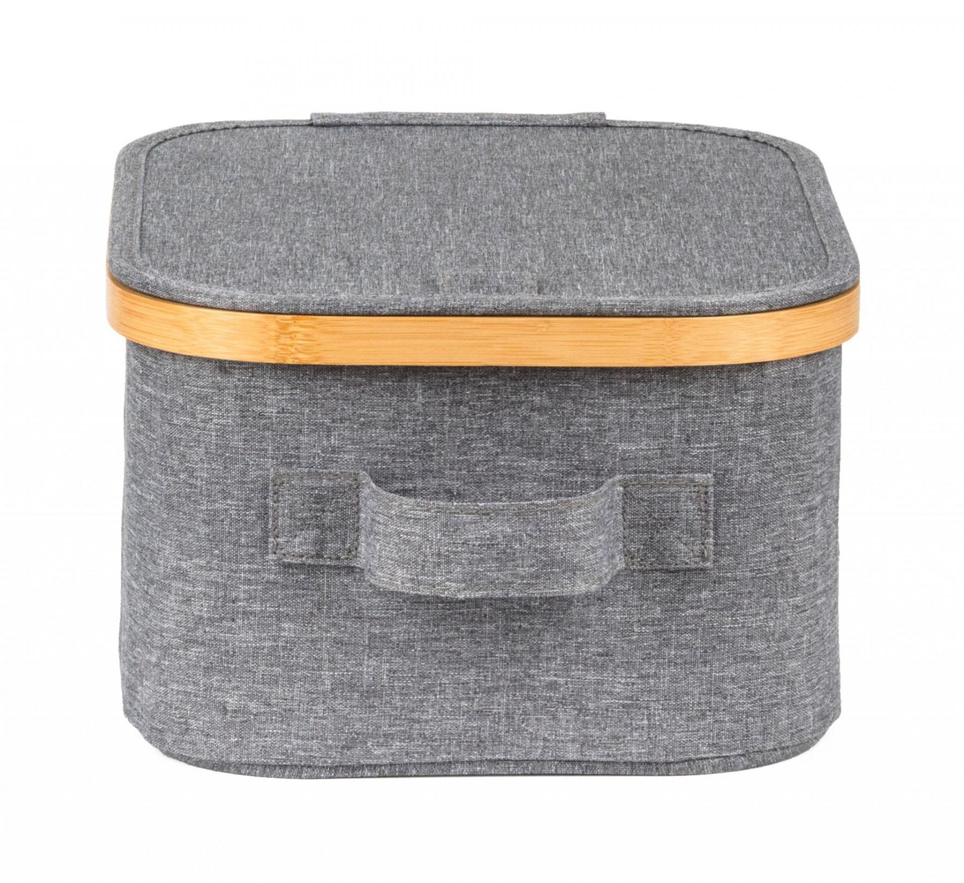 Úložný box G21 24 x 30 x 15 cm, bambusový s vekom, sivý UBG21BAM003-2G