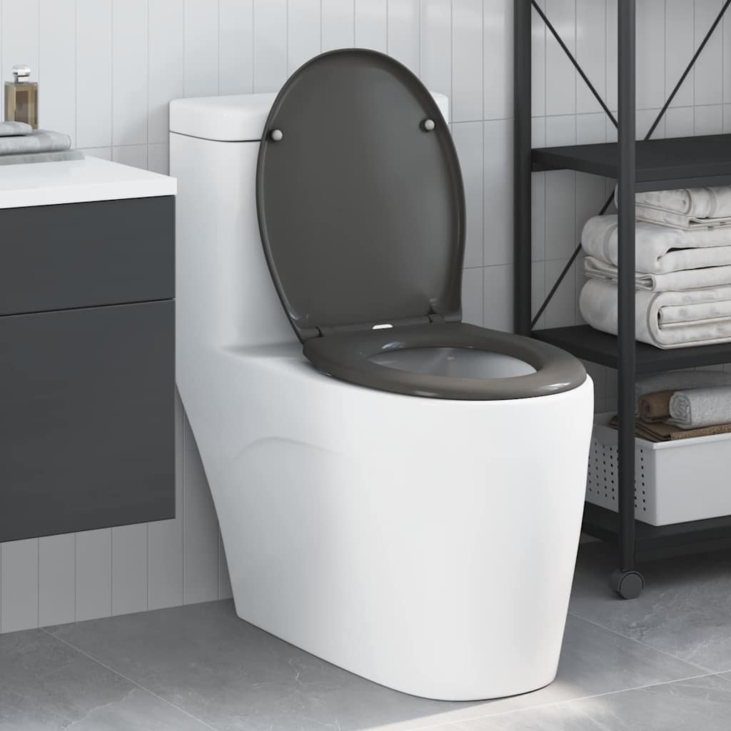 vidaXL WC sedadlo Antracit 47 x 37 x 4 cm Duroplast