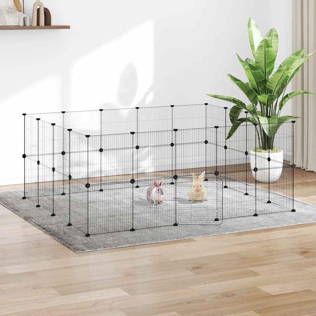 vidaXL 36-panelová klietka pre domáce zvieratá čierna 175x140x70 cm oceľ
