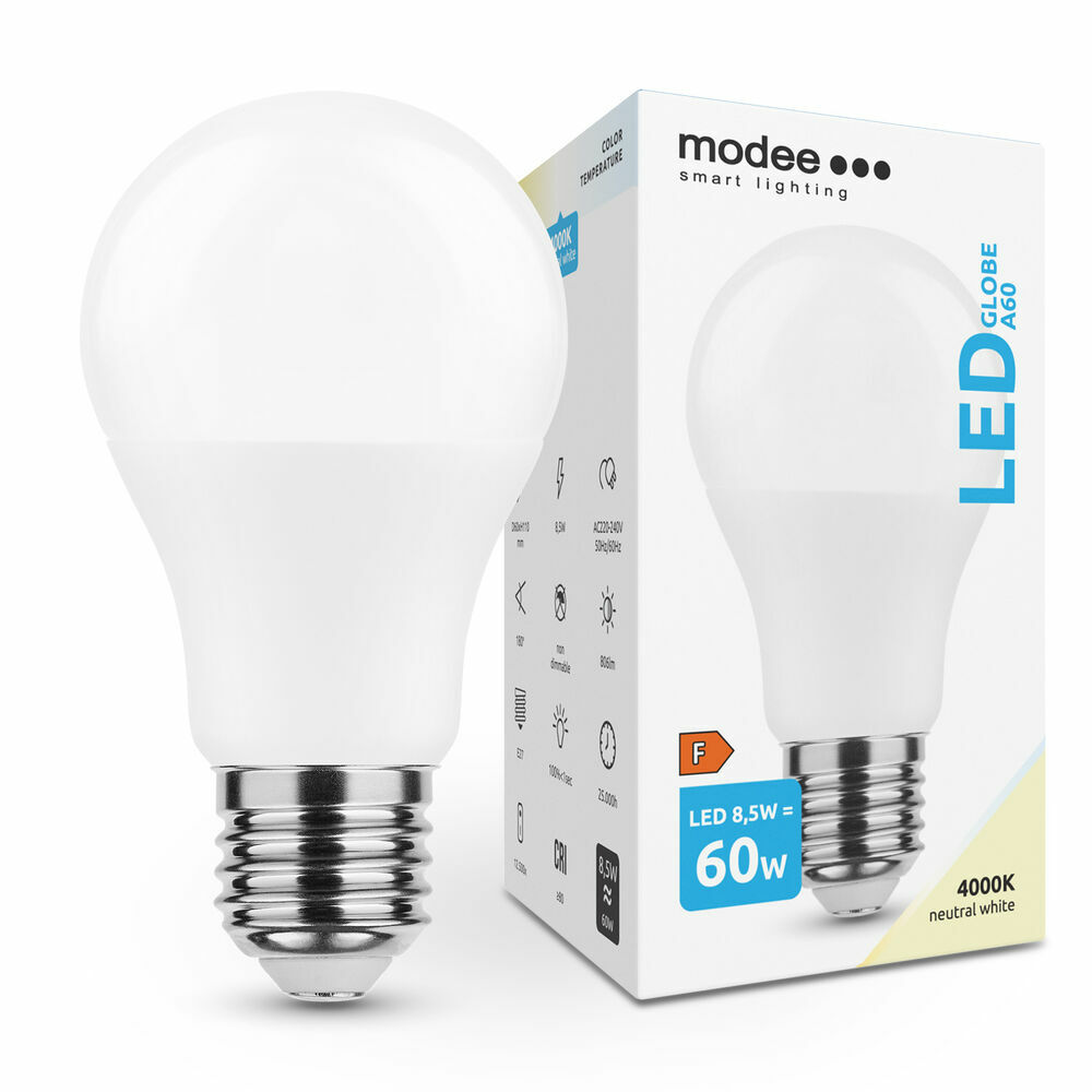 Modee LED Globe žiarovka A60 8,5W E27 806 lm neutrálna biela (ML-G4000K8,5WE27) T00052419