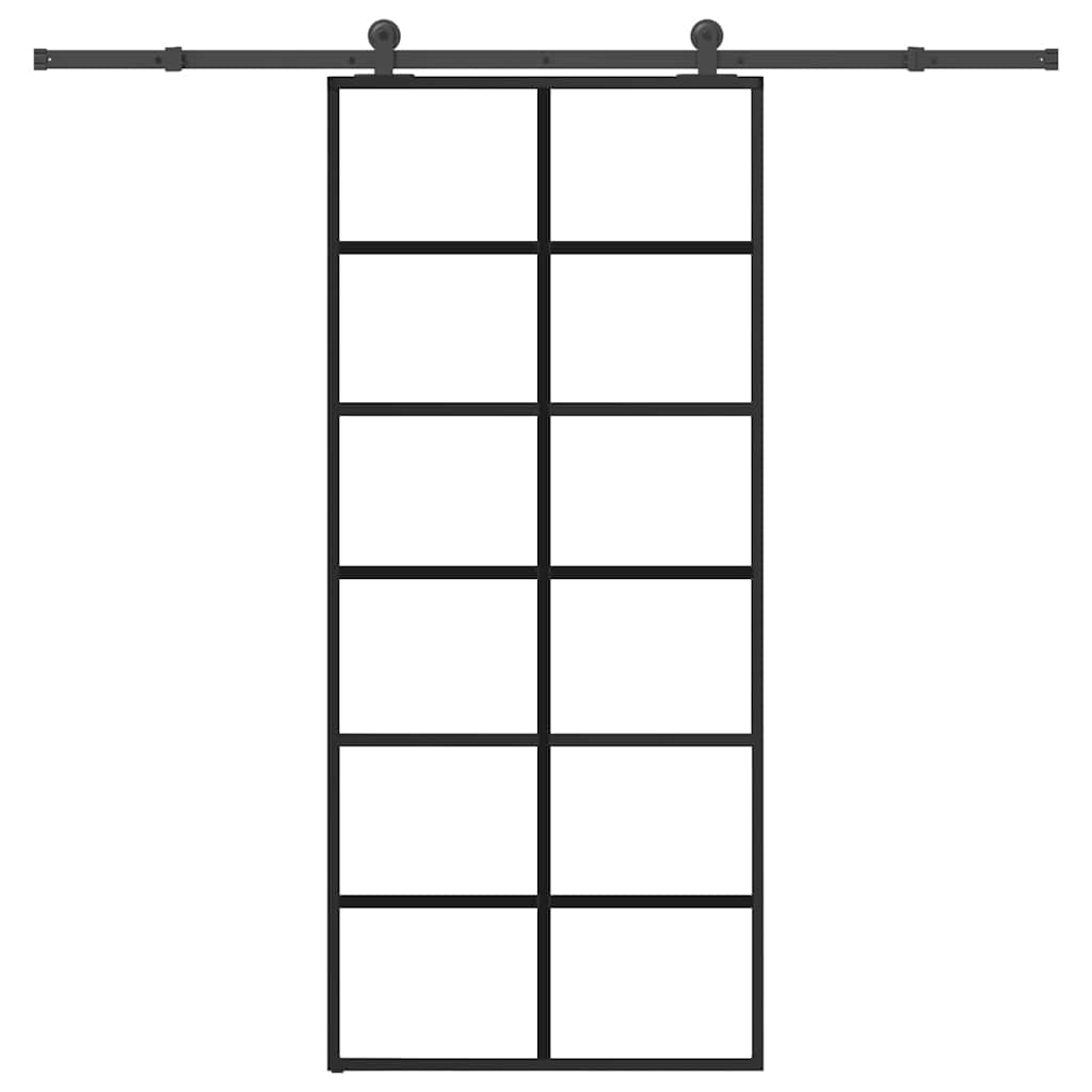 vidaXL Posuvné dvere s kovaním ESG sklo a hliník 90x205 cm