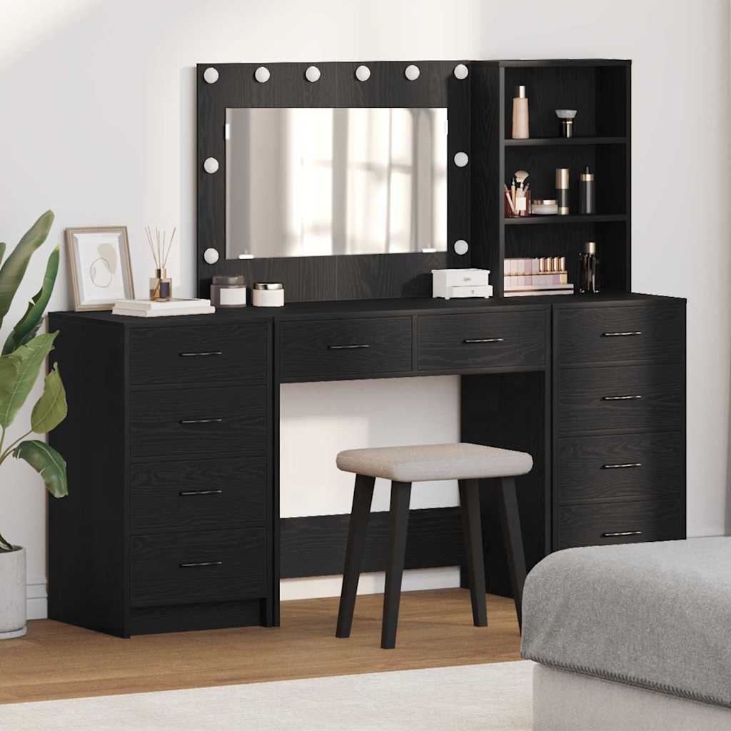 vidaXL Toaletný stolík 3 ks Čierny dub 78,5 x 41 x 135 cm