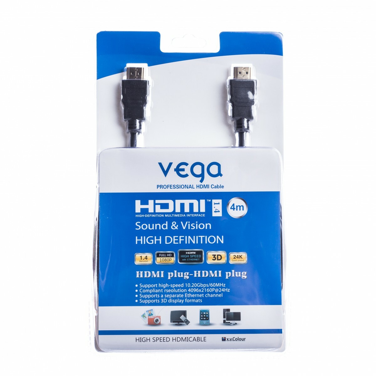 Vega HDMI kábel 10.2Gb/s 4m čierny AA-1064 T00000159