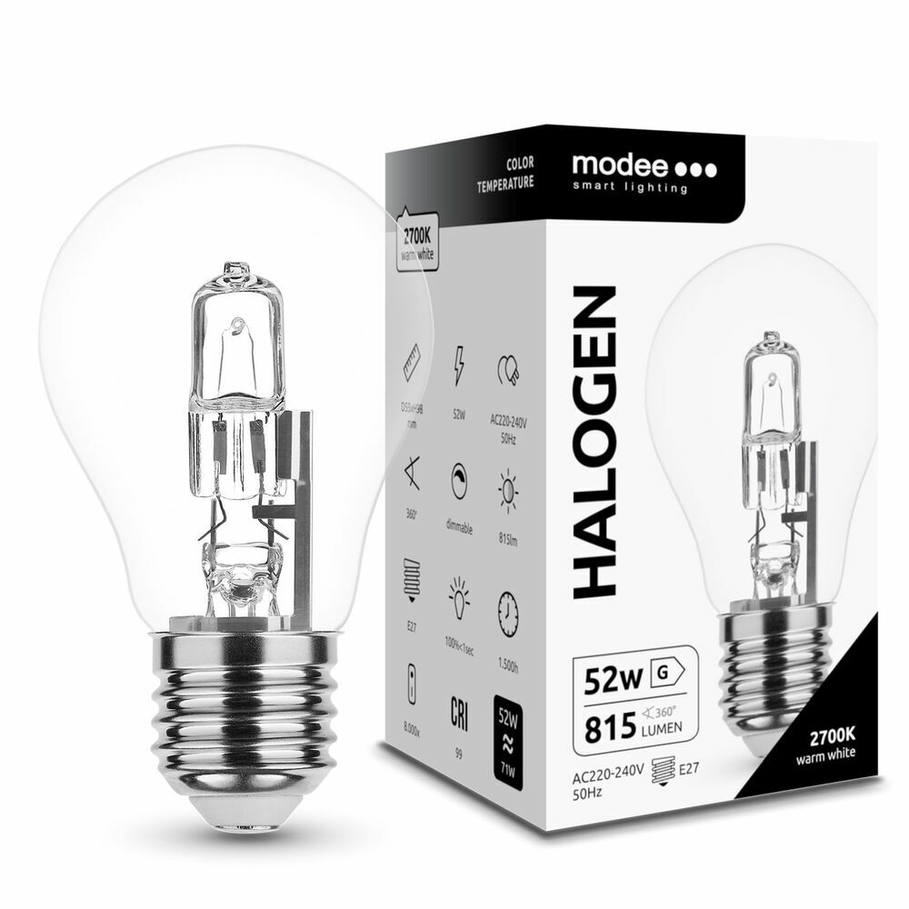 Modee ECO halogenová žiarovka Classic A55 52W E27 815 lm teplá biela (ML-HC52WE27) T00016011