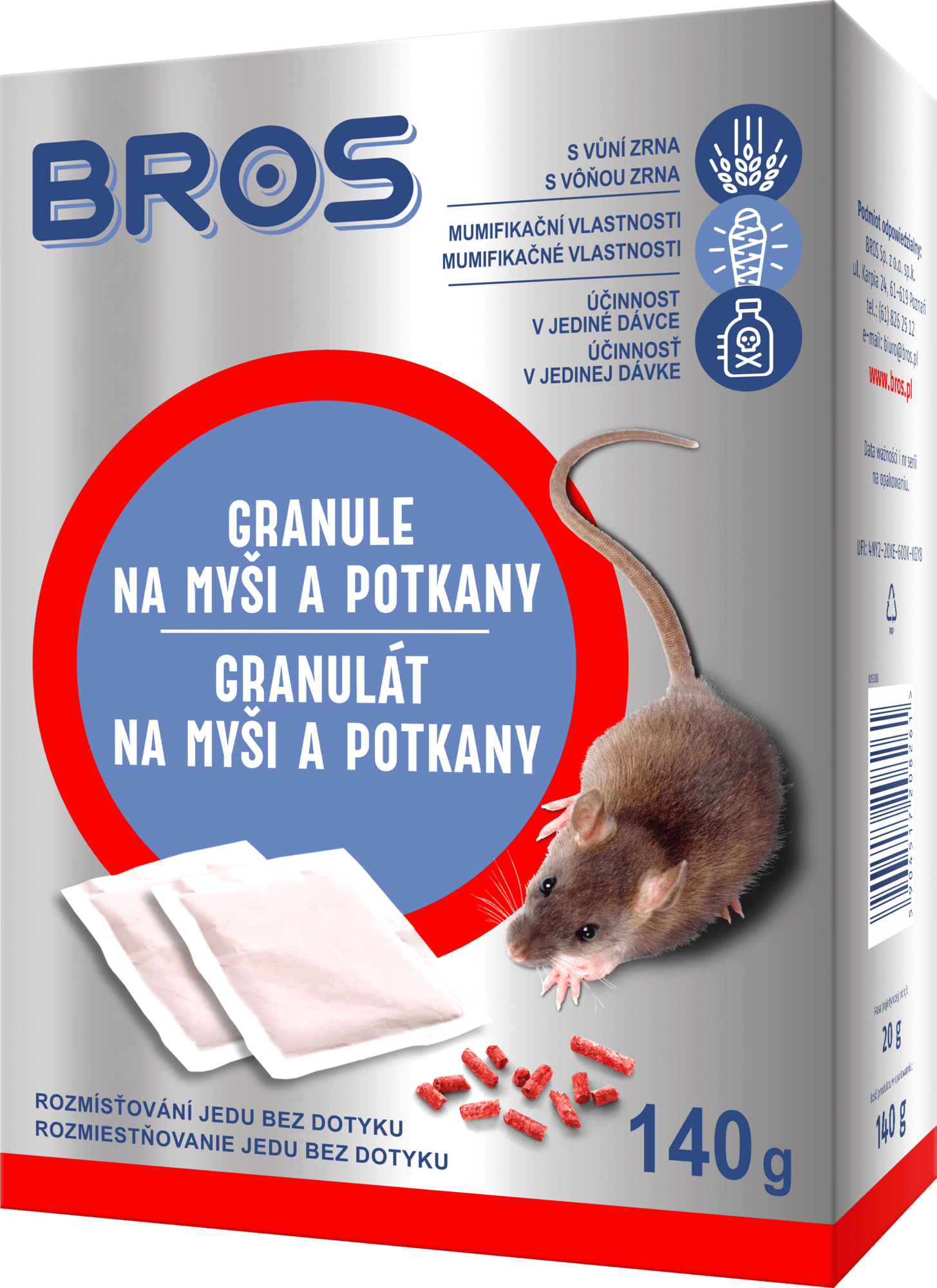 04409 Bros Granulát na myši a potkany 140 g T00037791