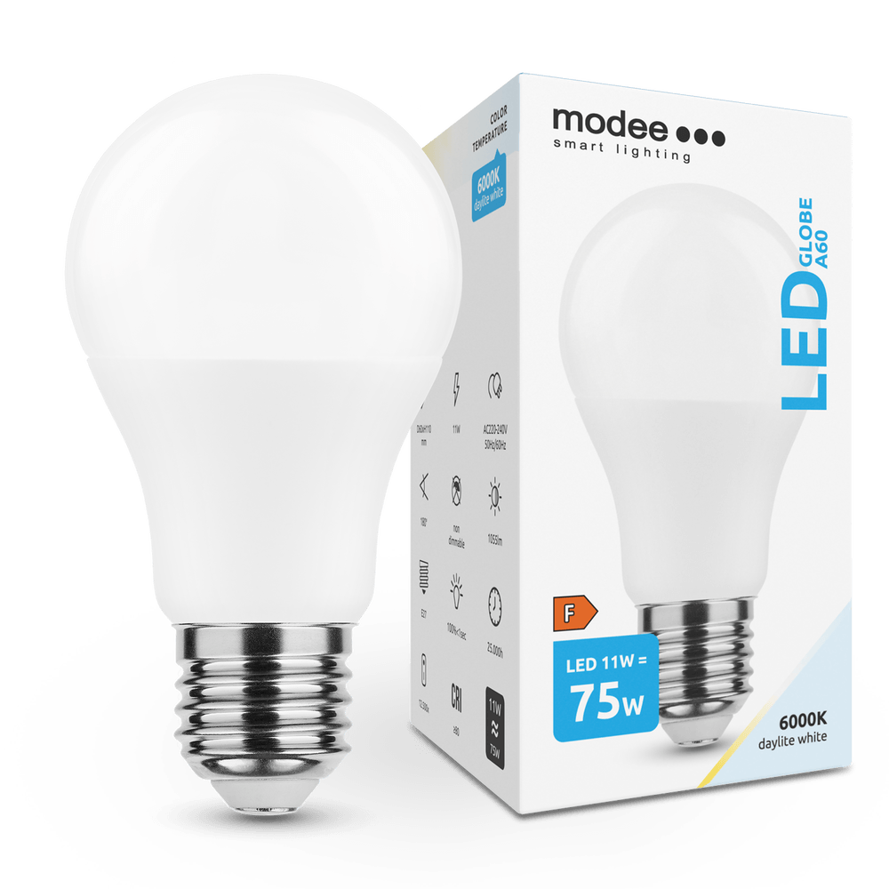 Modee Smart Lighting LED Globe žiarovka A60 11W E27 1055 lm, studená biela (ML-G6000K11WE27) T00052423