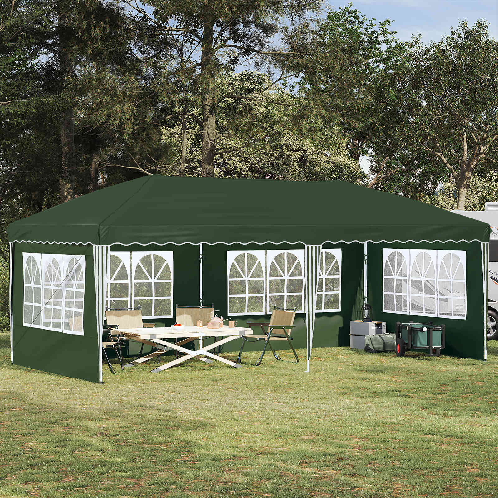 vidaXL Prístrešok na párty 575 x 289 x 245 cm Zelená