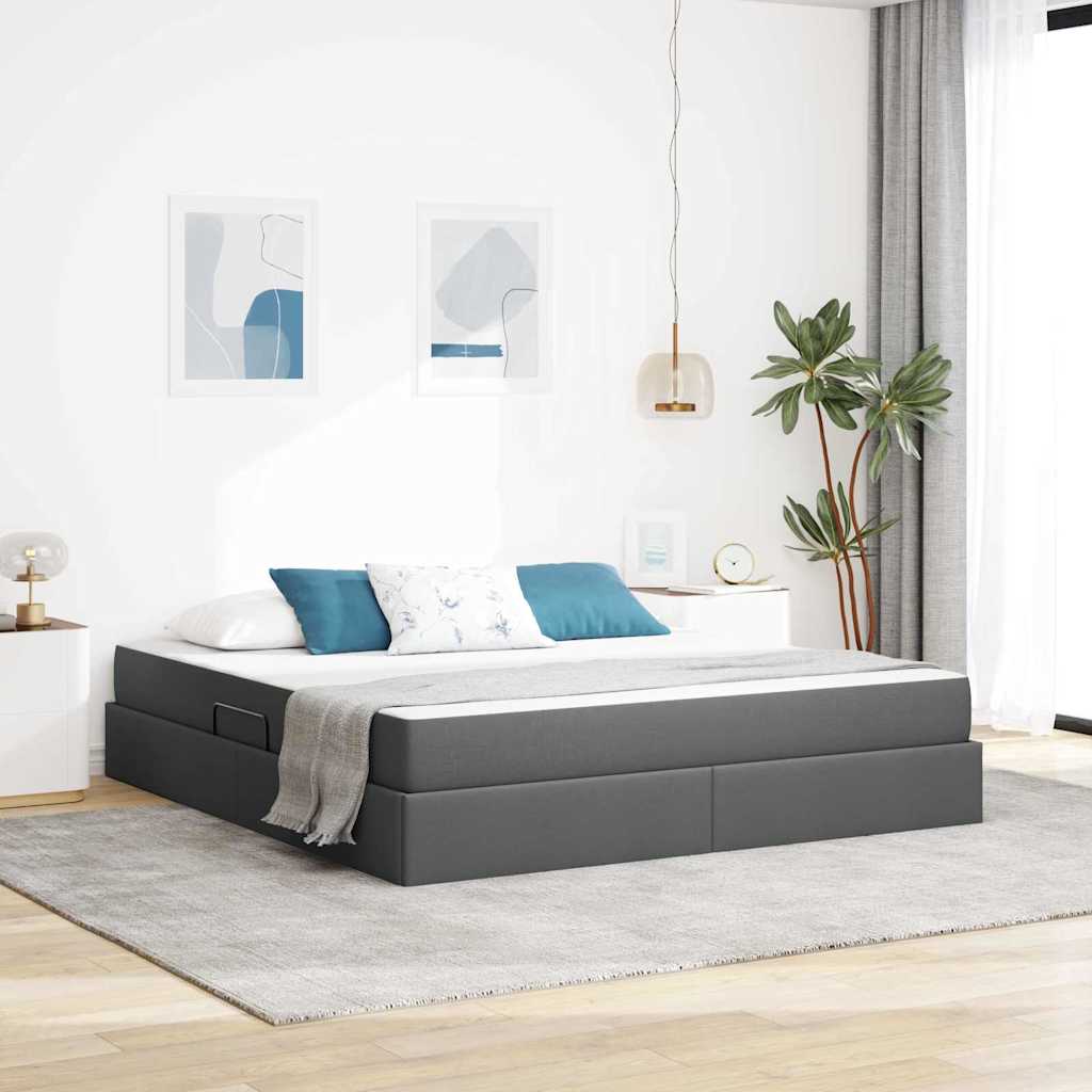 vidaXL Postel s úložným prostorem a matrací Tmavo šedá 180 x 200 cm
