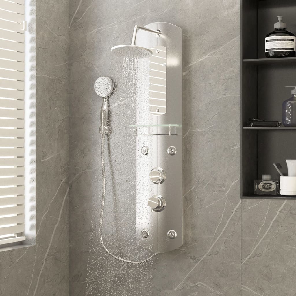 vidaXL Sprchový panel 25x43x110 cm strieborný