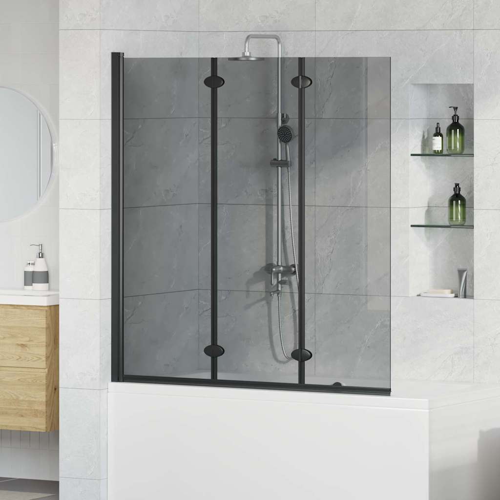 vidaXL Zábrana sprchy Čierna 130 x 138 cm ESG sklo a hliník
