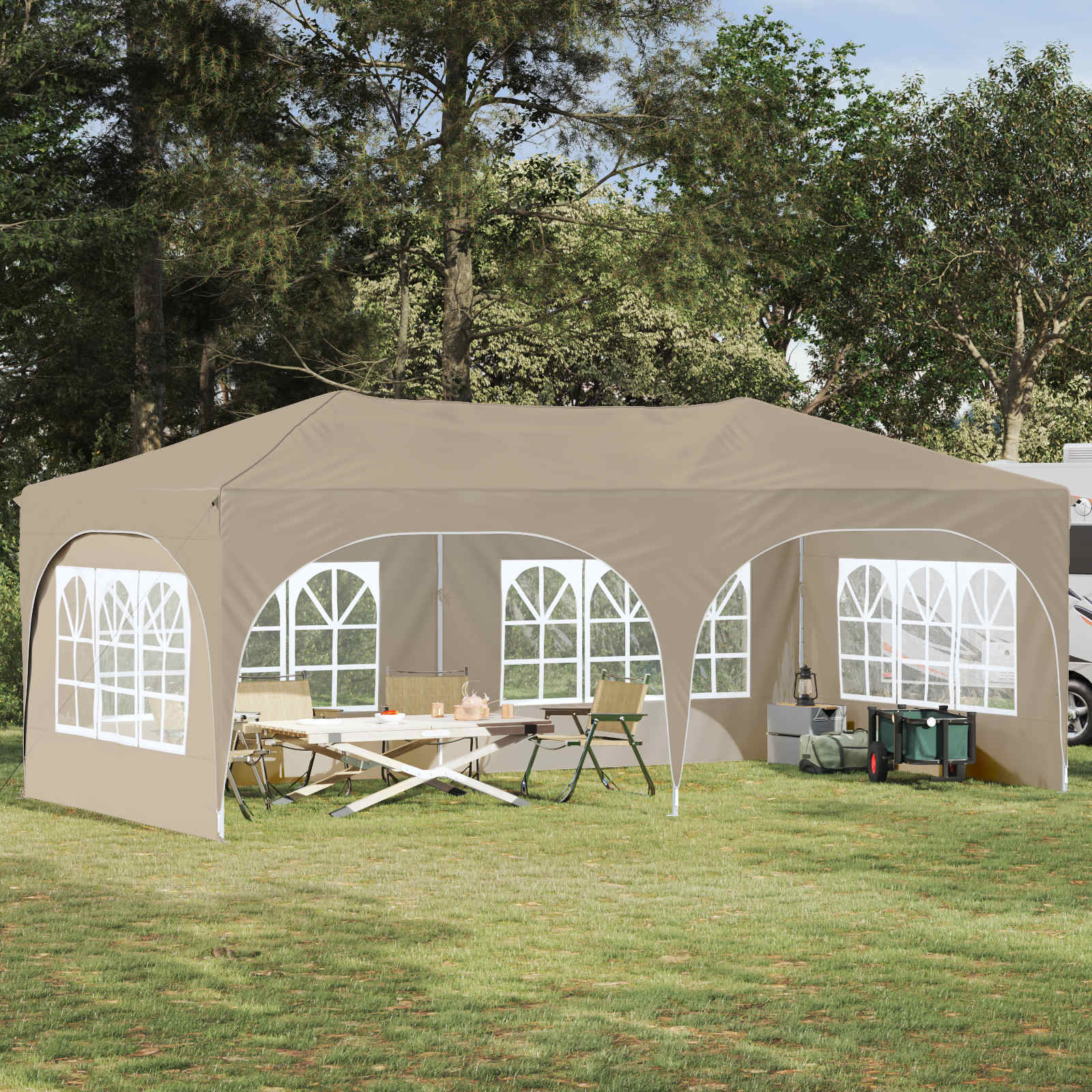 vidaXL Prístrešok na párty 575 x 288 x 245 cm Krémová Oxfordská látka