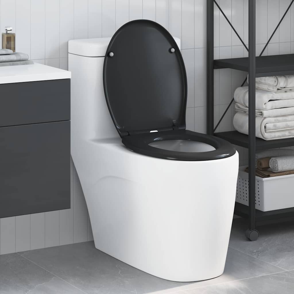 vidaXL WC sedadlo Čierna 47 x 37 x 4 cm Duroplast