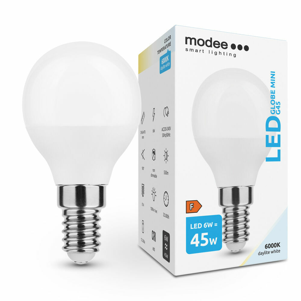 Modee Lighting LED žiarovka Globe Mini G45 6W E14 studená biela T00057146