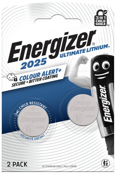 Energizer Ultimate Lithium gombíkové batérie CR2025 2ks, technológia Color Alert E304205900 T00074098
