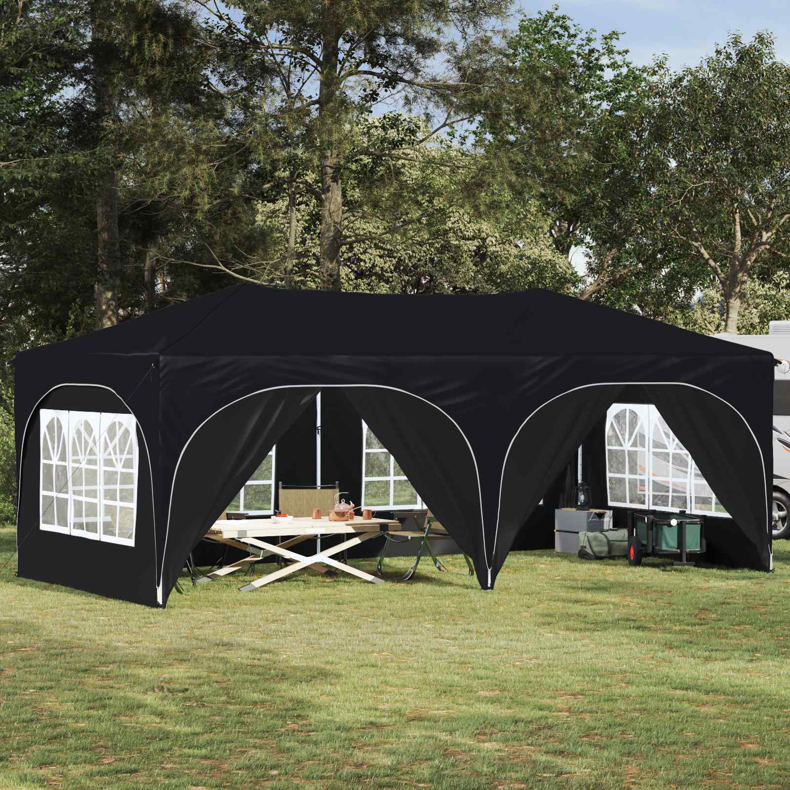 vidaXL Prístrešok na párty 575 x 288 x 245 cm Antracitová