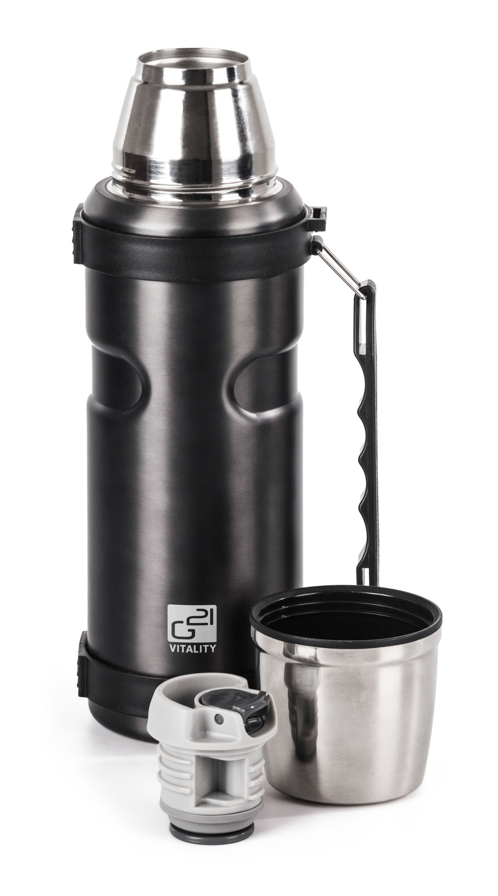 Termoska G21 na pitie, 1000 ml, šedá s rukoväťou G21TL1S