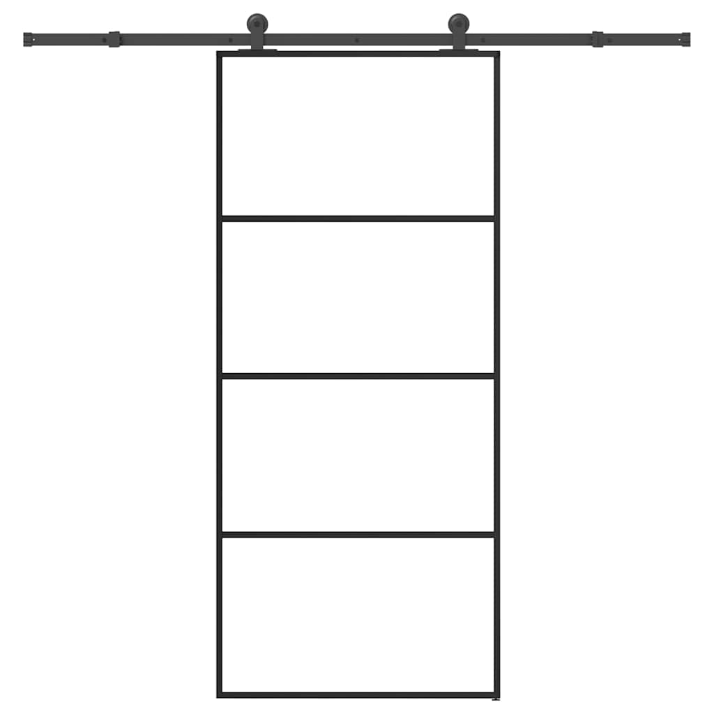 vidaXL Posuvné dvere s kovaním ESG sklo a hliník 90x205 cm