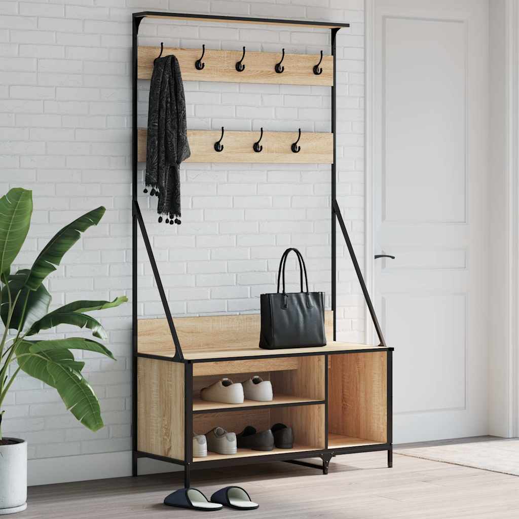 vidaXL Vešiak na šaty so skrinkou na topánky, dub sonoma 100x41x184 cm