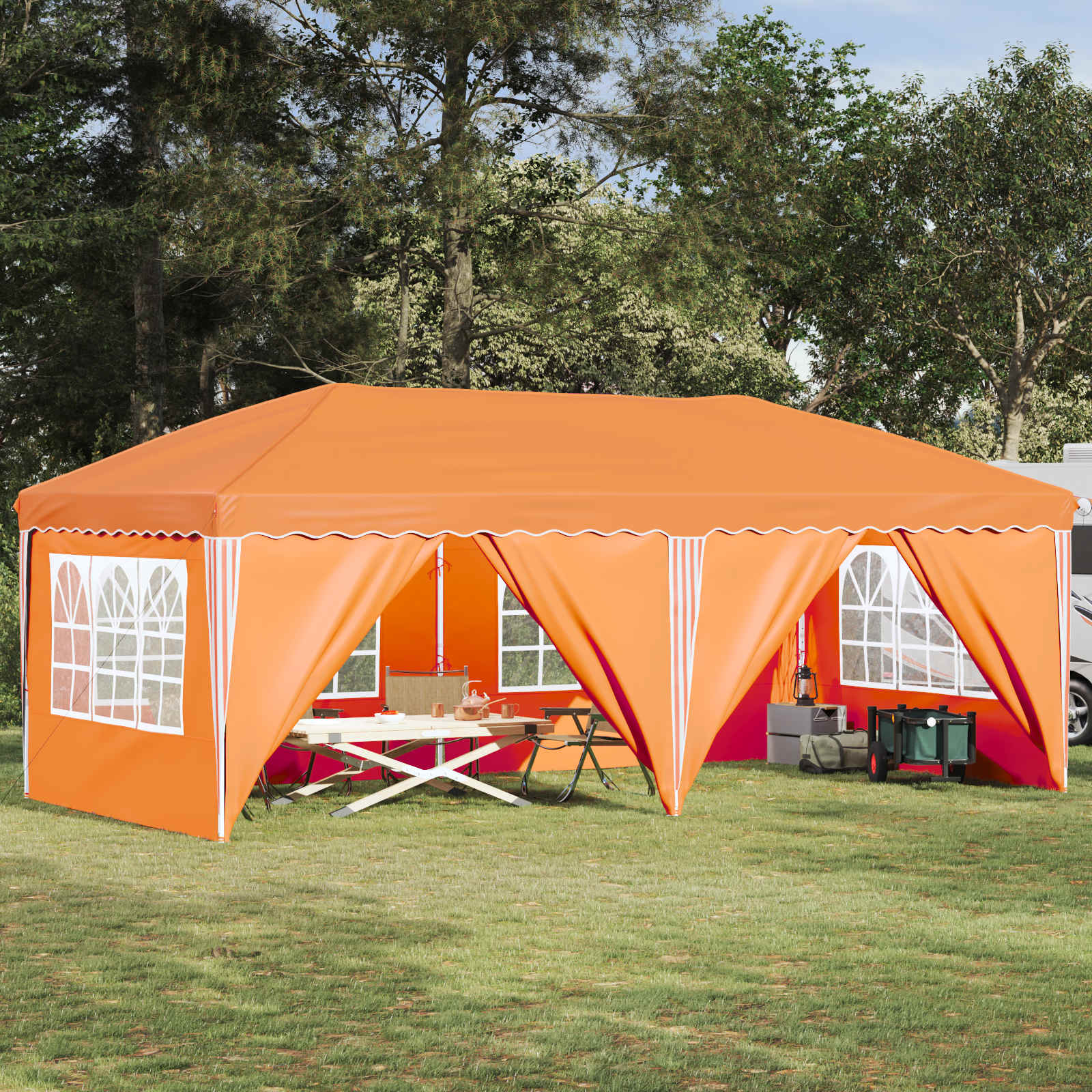 vidaXL Prístrešok na párty 575 x 288 x 245 cm Oranžová