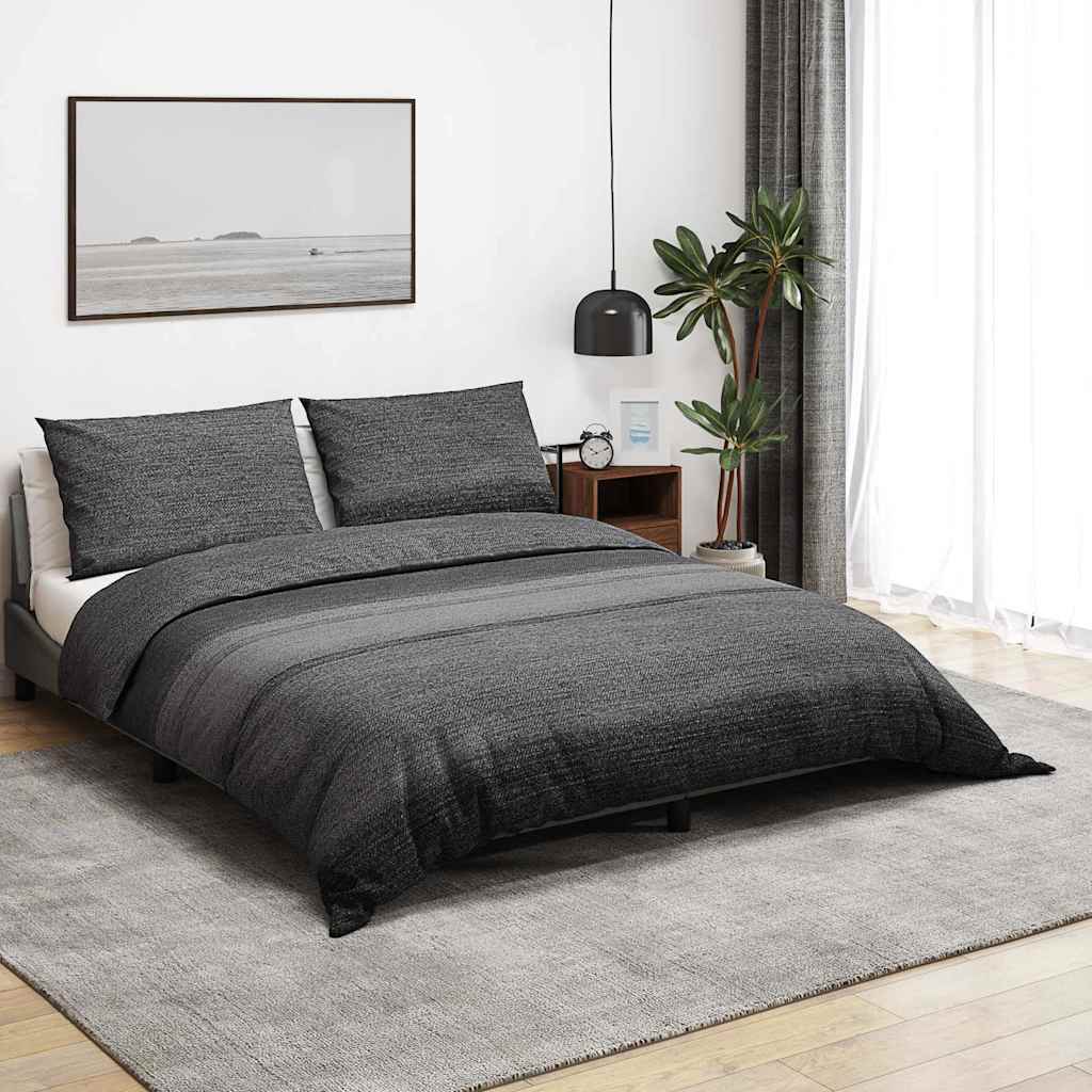 vidaXL Súprava obliečok na paplón tmavosivá a čierna 140x200 cm bavlna