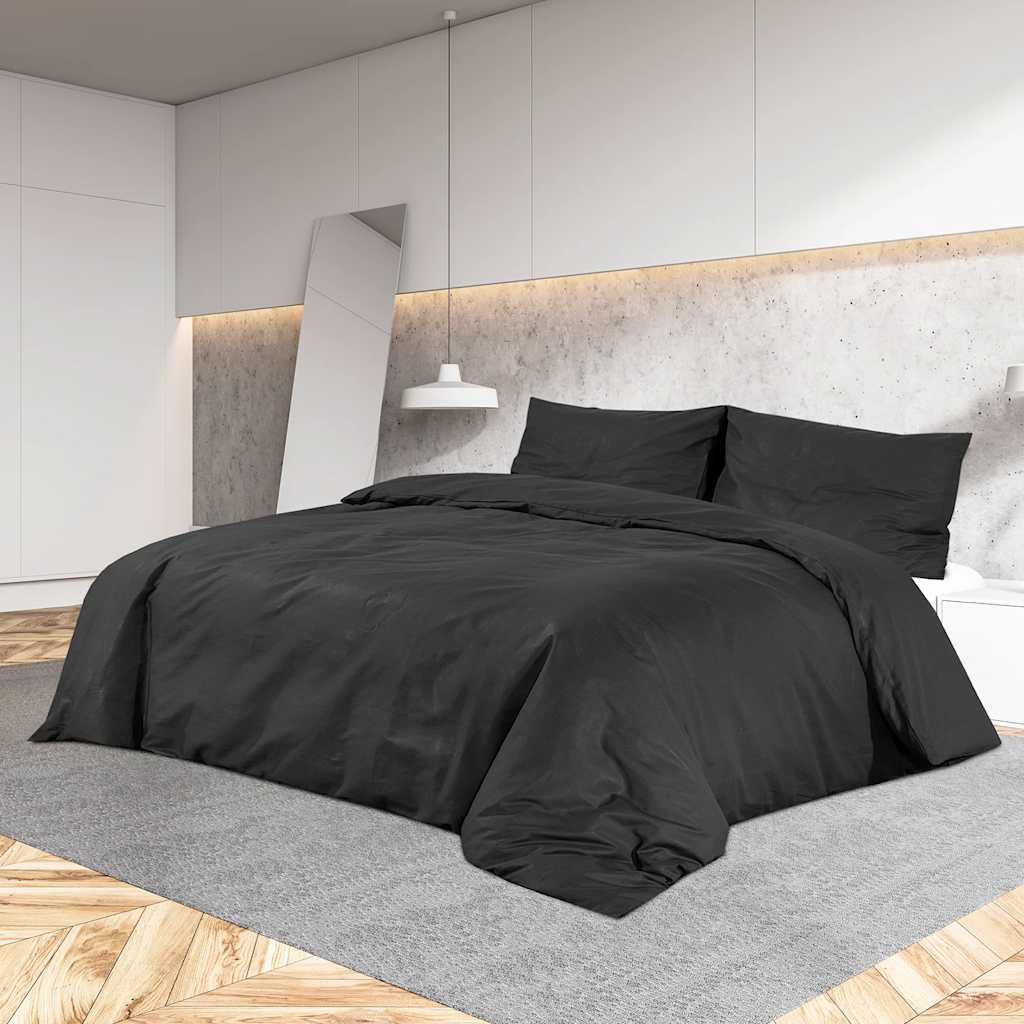 vidaXL Súprava obliečok na paplón čierna 140x200 cm bavlna