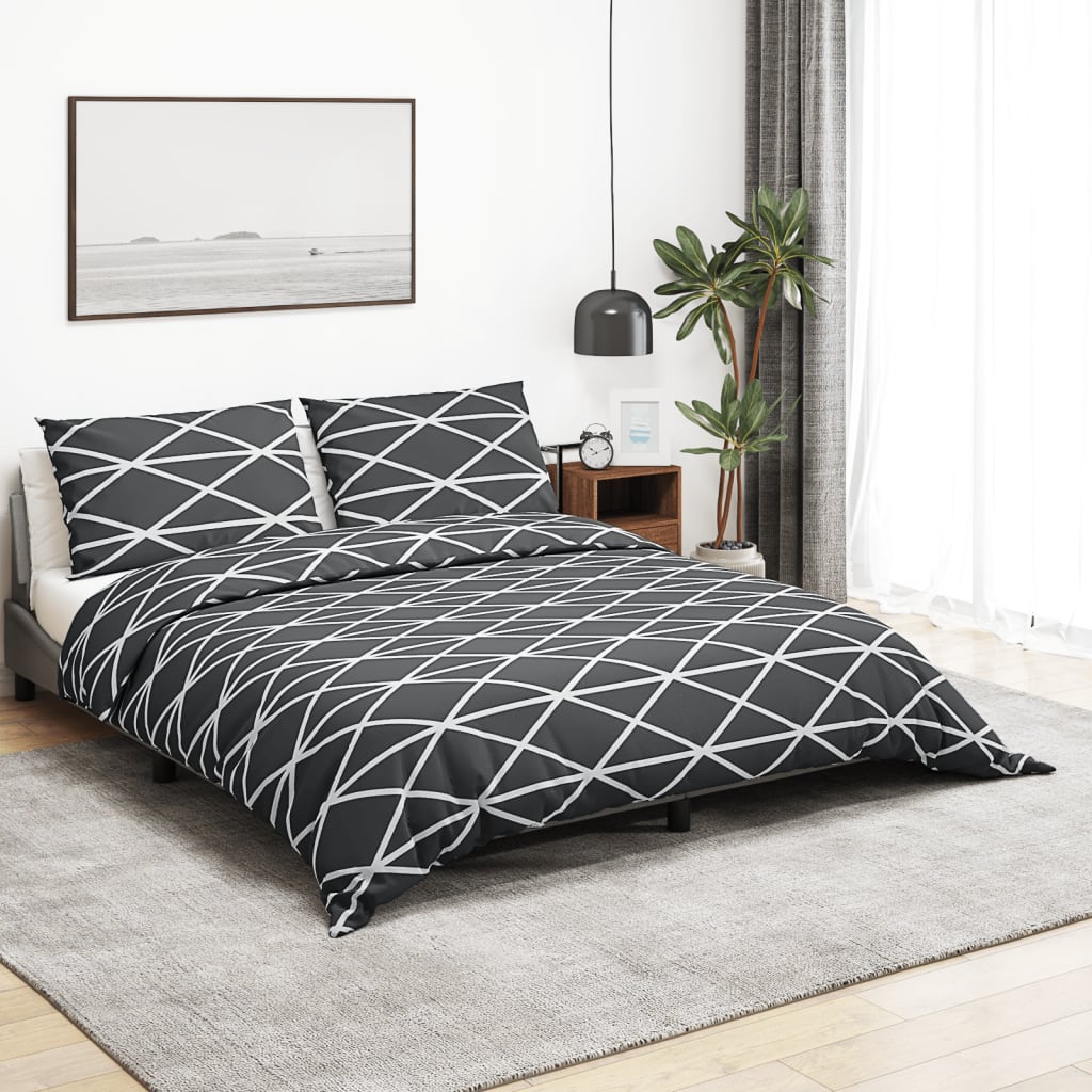vidaXL Súprava obliečok na paplón tmavosivá a biela 140x200 cm bavlna