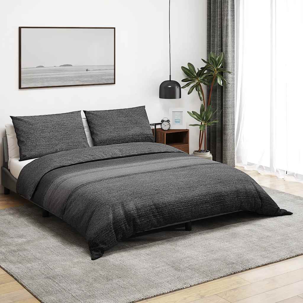vidaXL Súprava obliečok na paplón tmavosivá a čierna 140x200 cm bavlna