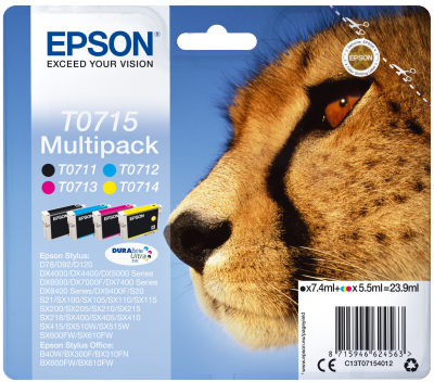 EPSON 4-balení - 23.9 ml - černá, žlutá, azurová, purpurová - originální - inkoustová cartridge - pro Stylus DX9400, SX115, SX210, SX215, SX218, SX41…