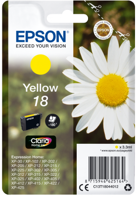 EPSON 3.3 ml - žltá - originálna - atramentová cartridge - pre Expression Home XP-212, 215, 225, 312, 315, 322, 325, 412, 415, 422, 425 C13T18044012