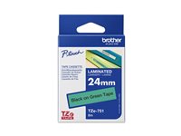 Čierna na zelenej - Rolka (2,4 cm x 8 m) 1 kazeta/y laminovacia páska - pre Brother PT-D600; P-Touch PT-3600, D450, D800, E550, H500, P750; P-Touch C…