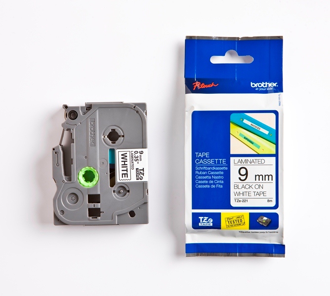 páska BROTHER TZ221 čierne písmo, biela páska Tape (9mm) TZE221