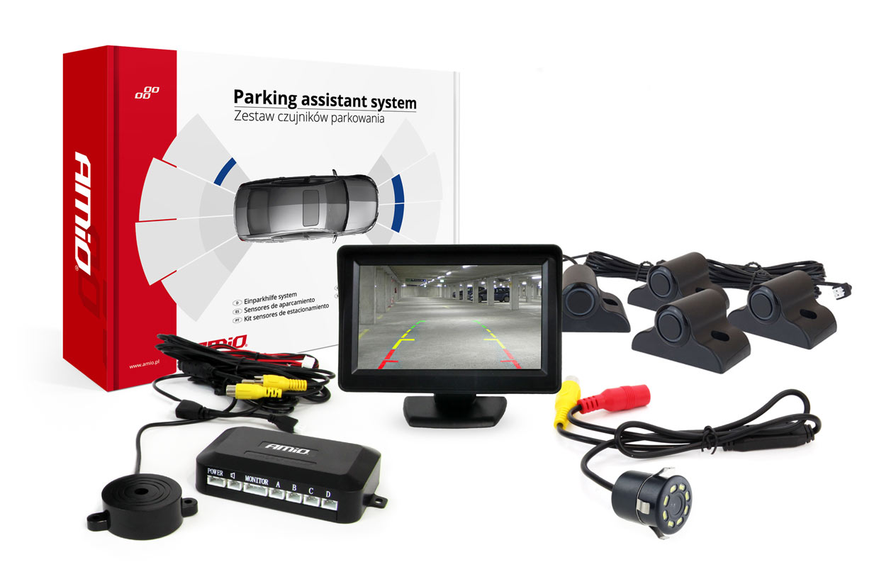 Parkovací asistent TFT01 4,3" s kamerou HD-308-LED senzory čierna Truck