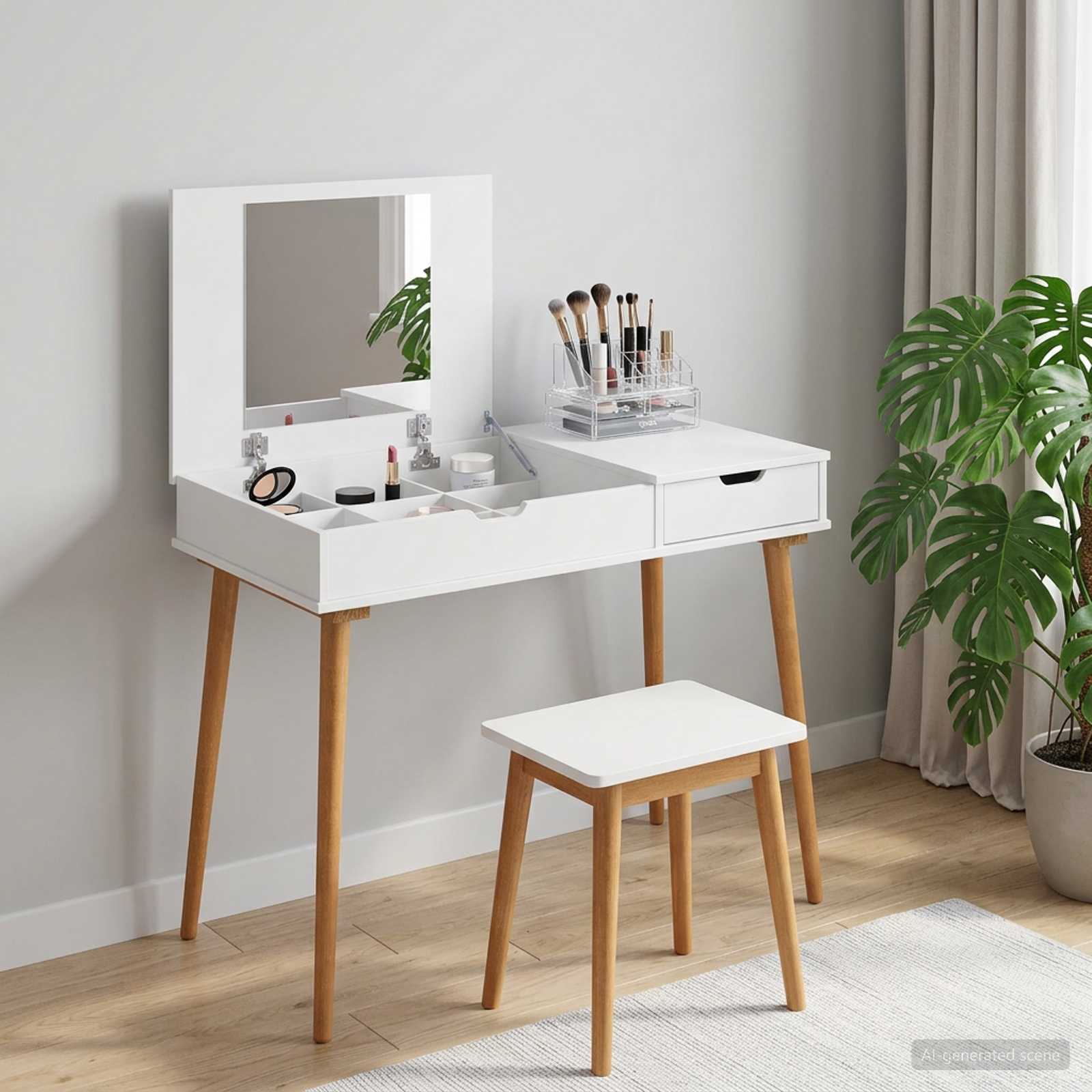 vidaxl Toaletný stolík FAUSKE Biela 100 x 50 x 78 cm