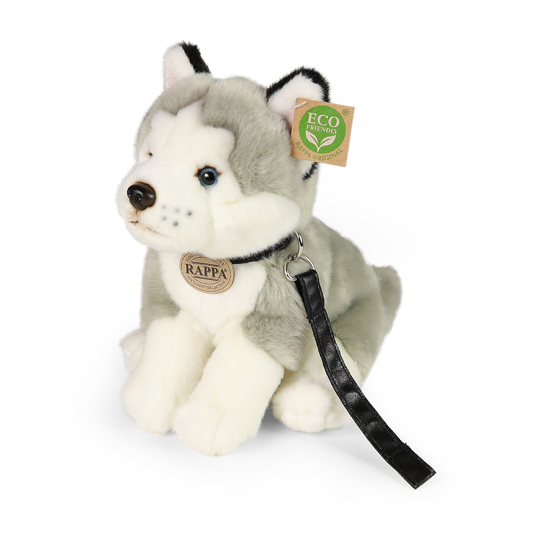 Plyšový pes husky s vodítkom 28 cm ECO-FRIENDLY