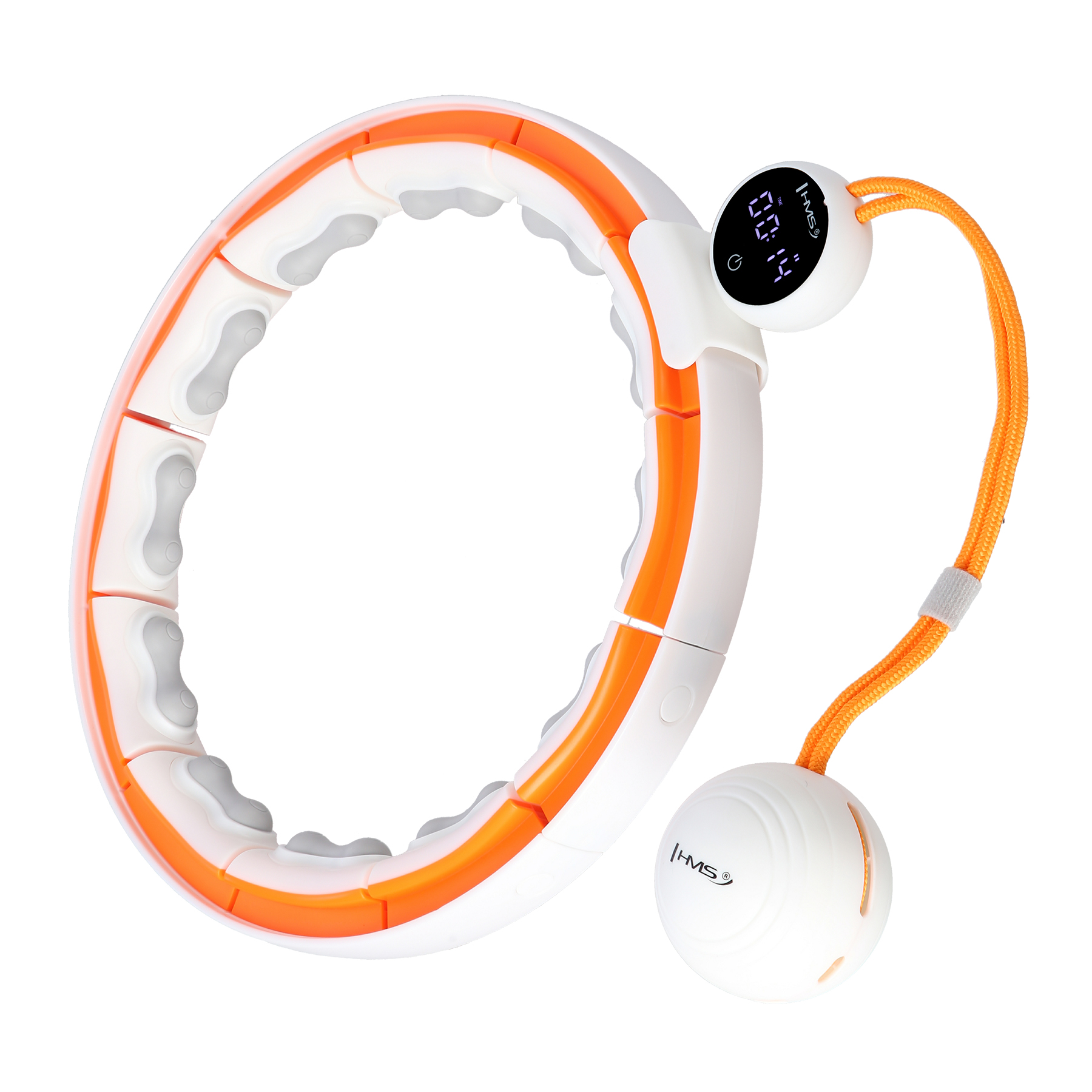 Masážna hula hoop HMS HHM21 so závažím, magnetmi a počítadlom biela/oranžová