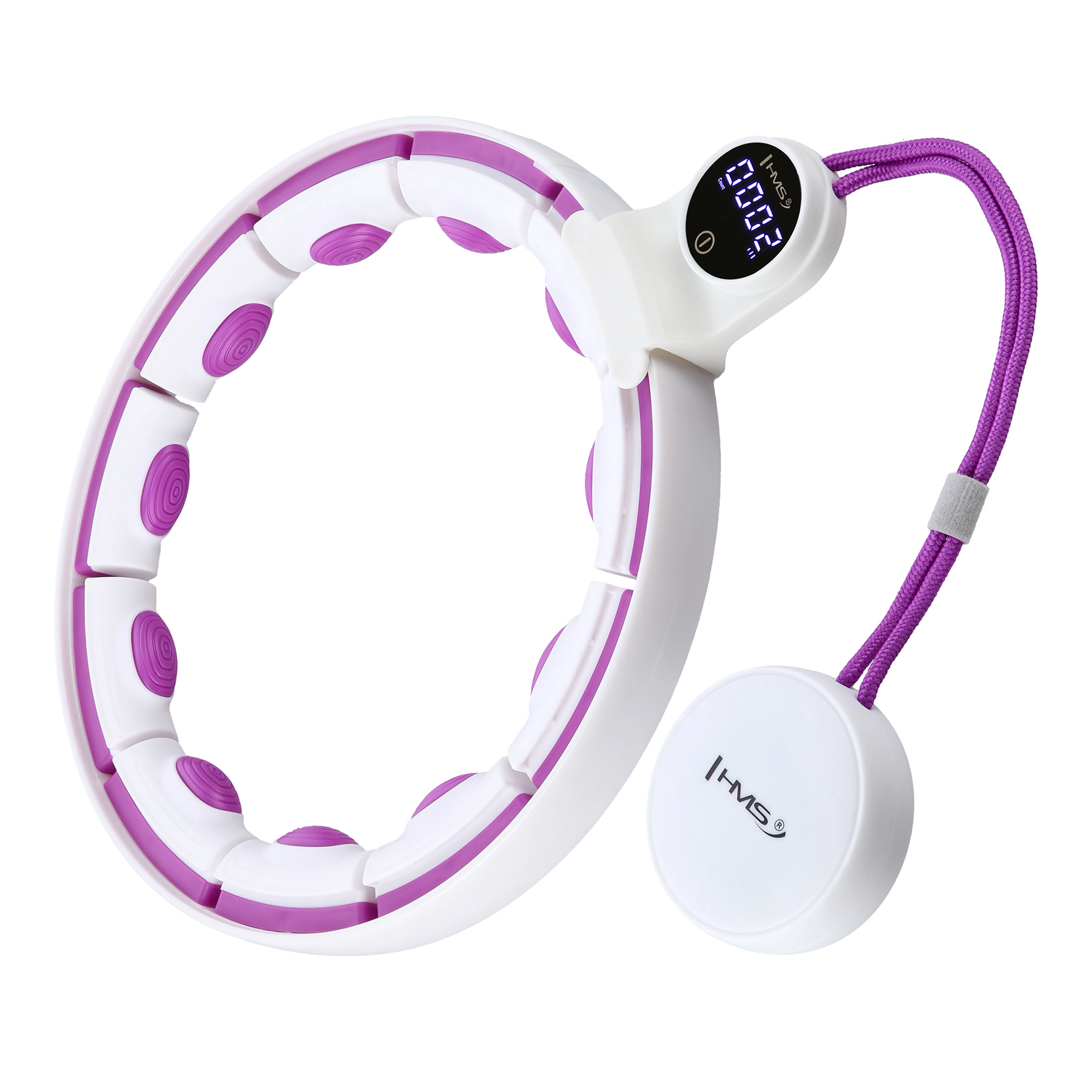 Masážna hula hoop HMS HHM17 so závažím, magnetmi a počítadlom biela/fialová