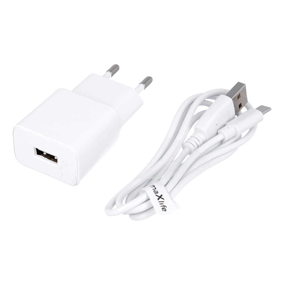 Nabíjačka Maxlife MXTC-01 1x USB 1A biela + kábel USB-C OEM001500