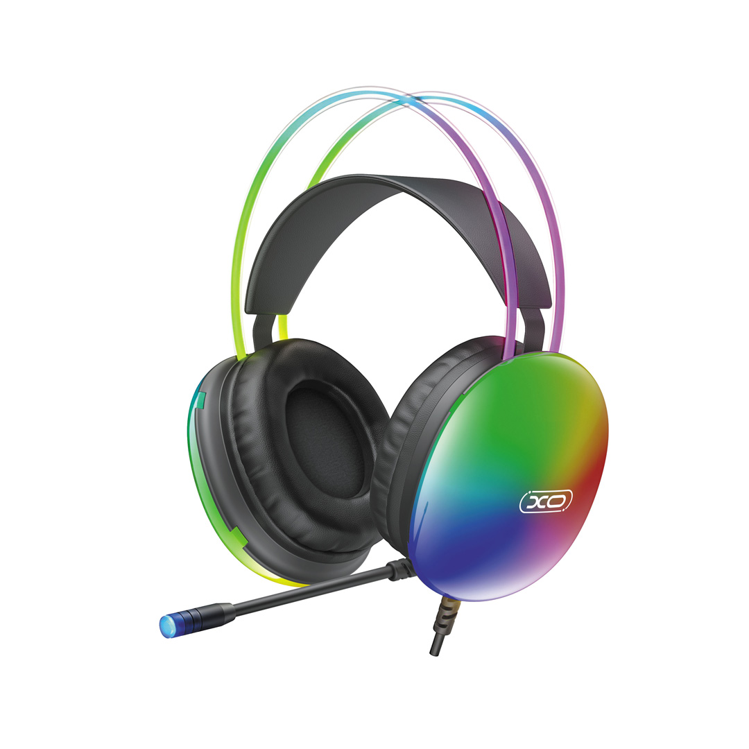 XO wired headphones GE11 jack 3,5mm - USB-A black RGB microphone GE11