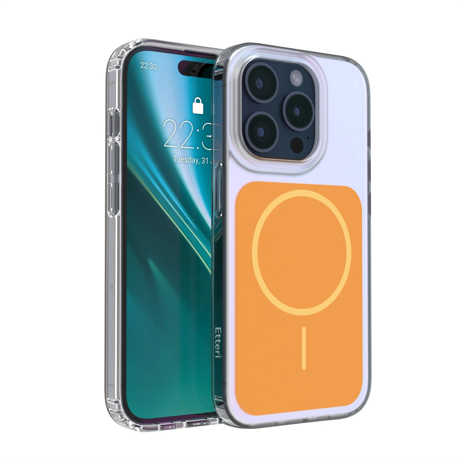 Puzdro Etteri Hidden Pearl na iPhone 15 Pro 6,1" oranžové