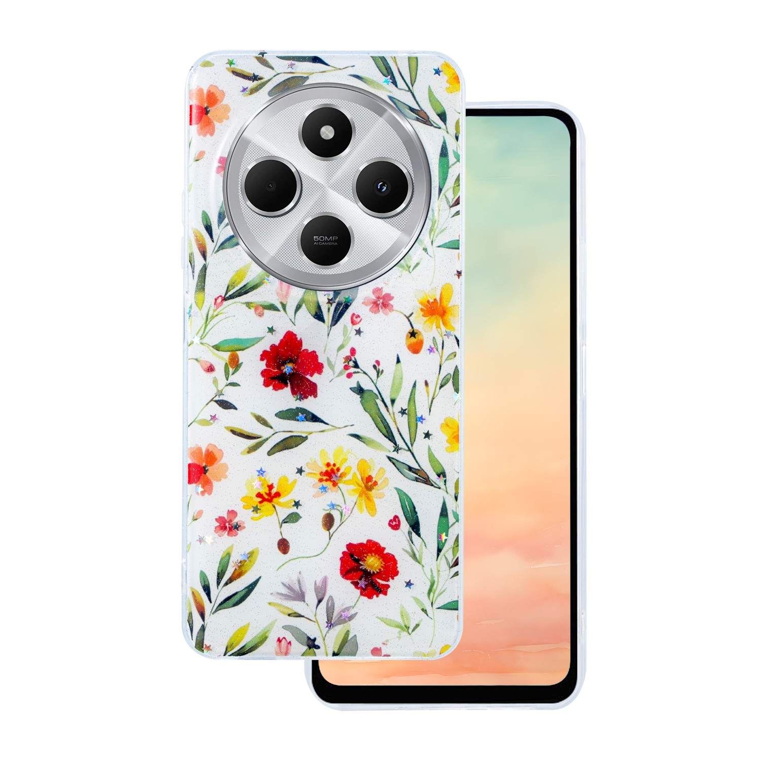 TFO Puzdro Glow Glam pre Xiaomi Redmi 14C 4G/ 14C 5G / POCO C75 / Redmi 17C 4G biele