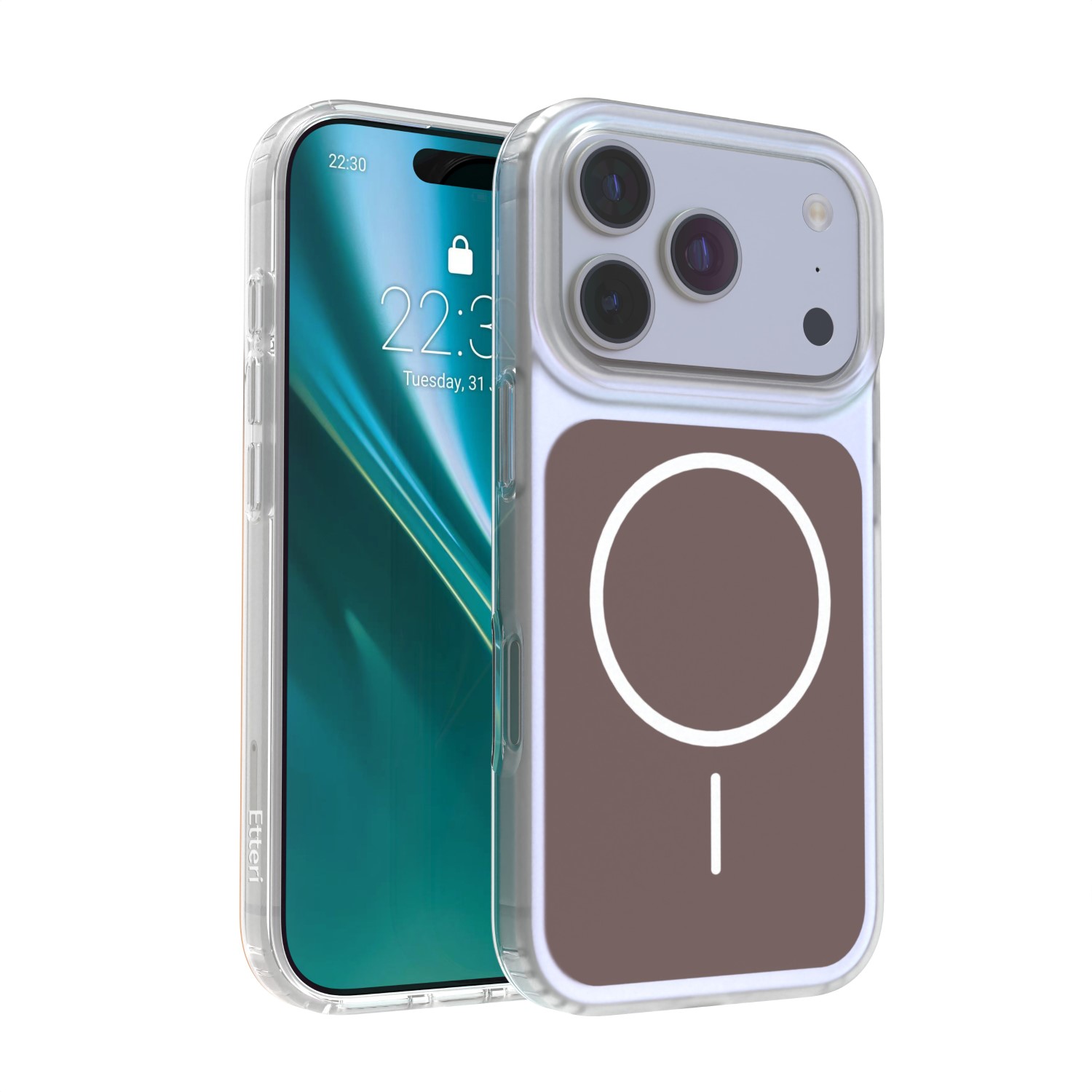 Puzdro Etteri Hidden Pearl pre iPhone 17 Pro / 18 Pro 6,3" hnedá
