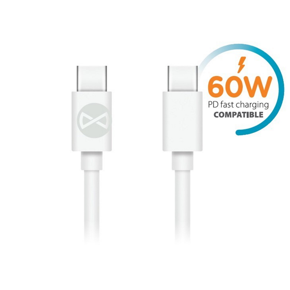 Forever kábel USB-C - USB-C 1,0 m 60W biely