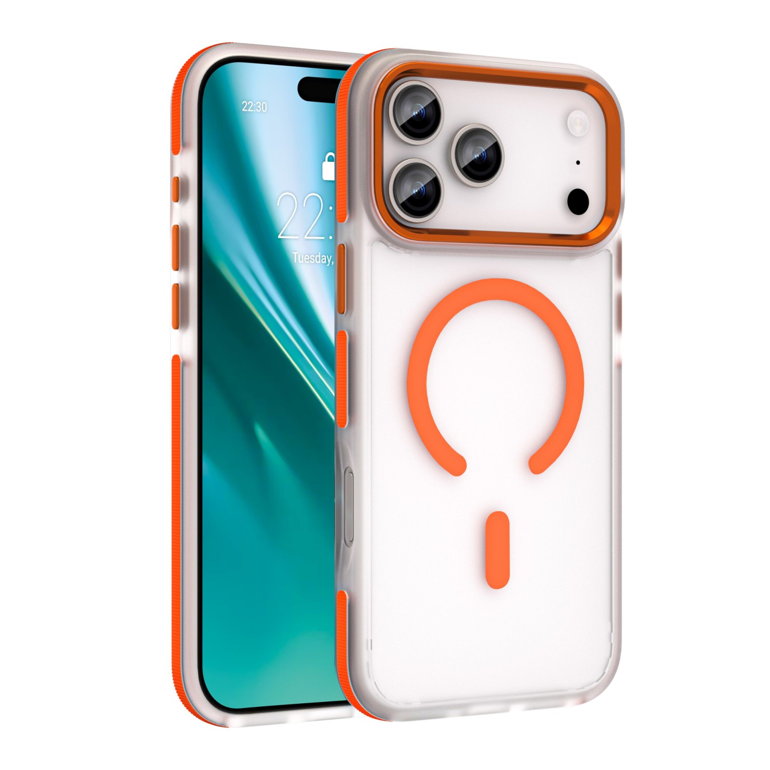 Puzdro Etteri Icy Mag pre iPhone 16 Pro 6,3" oranžová