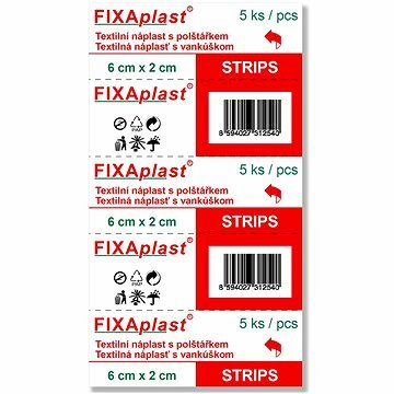 Fixaplast Strip textilná náplasť 5ks 6x2cm (N 201136) T00059133