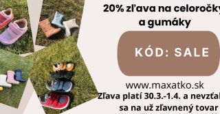 Pripravte si rýchle prsty😃 📣20% zľava na celoročky a gumáky 📣zľava platí od 30.3.-1.4. 📣zľava sa nevzťahuje už na zľavnený...
