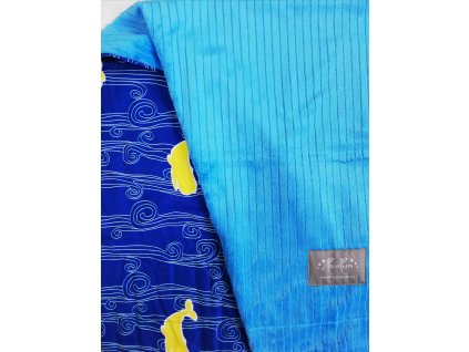Tenká deka - velryby ve vlnách / modré minky