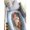 Hnízdečko pro miminko | šedo modré kapky / modrá waflle  STARŠÍ TYP S KRATŠÍM ZIPEM