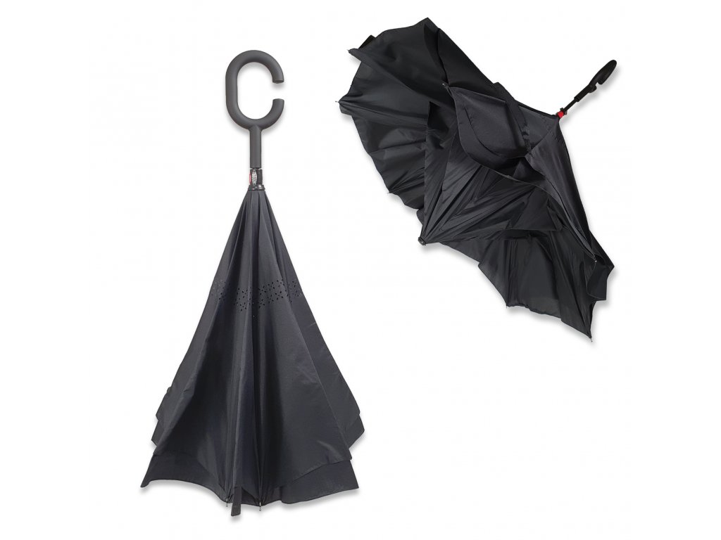 Obrácený deštník černý - e-shop MaxiHit