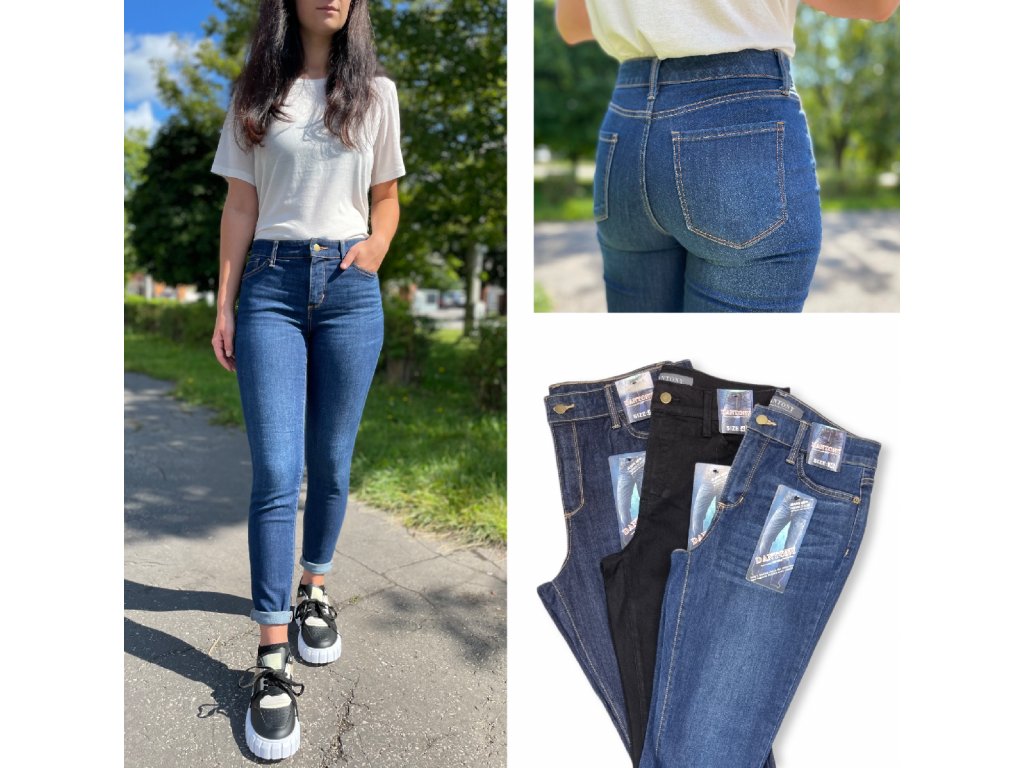 Skinny džíny s vysokým pasem BLUE