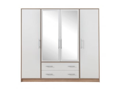 Šatní skříň Smart 1 - Bílá / Sonoma - Zrcadlo